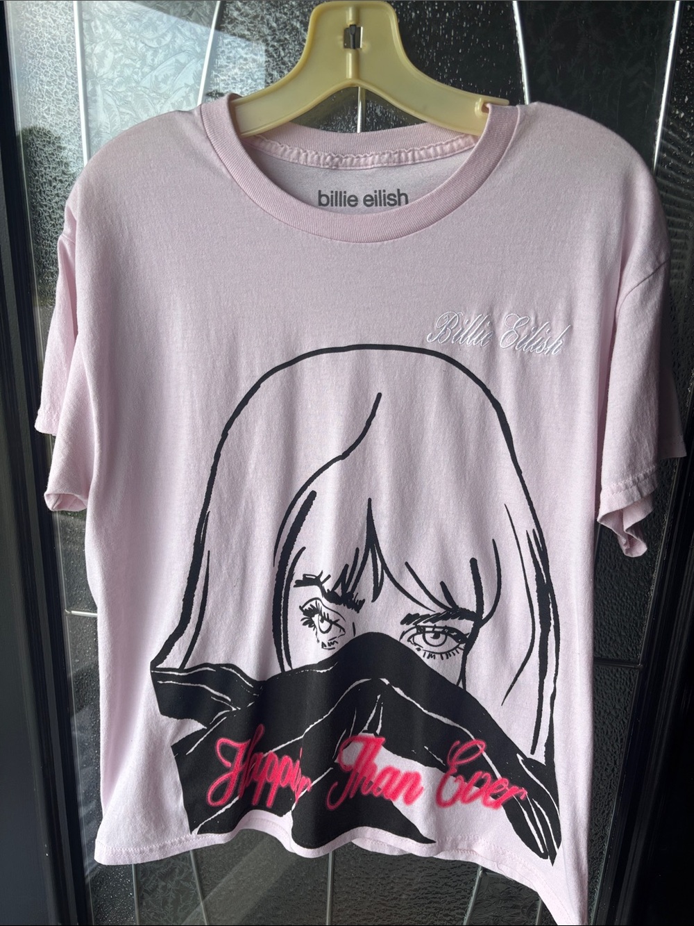 Billie Eilish Women's Pink Short Sleeve Graphic Tee
